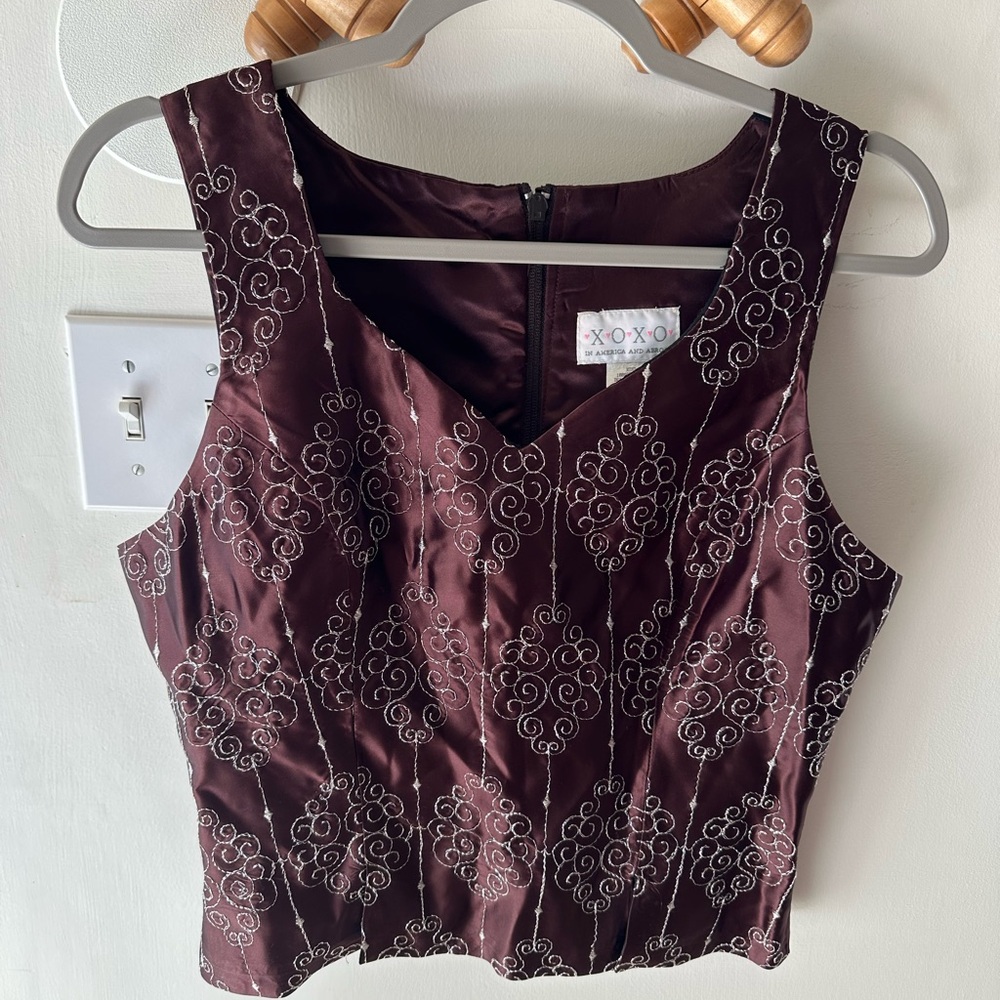 Vintage 2000s Satin Metallic Embellished Top